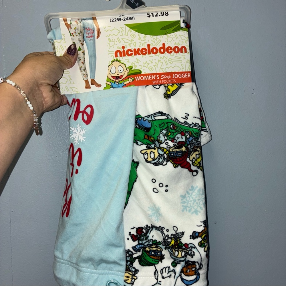 Nickelodeon Kids Pajama Bottoms - Light Blue and White